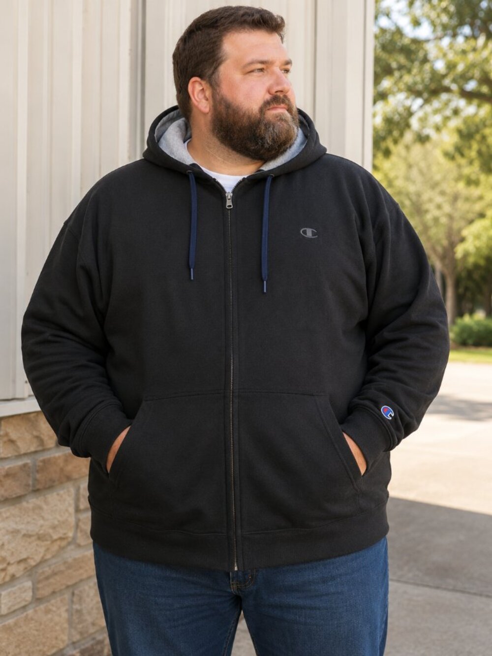 Champion Full Zip Hoodie Men's 5XL Black Fleece Sweatshirt Big & Tall NWT